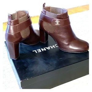 Chanel Chocolate Brown Leather Booties